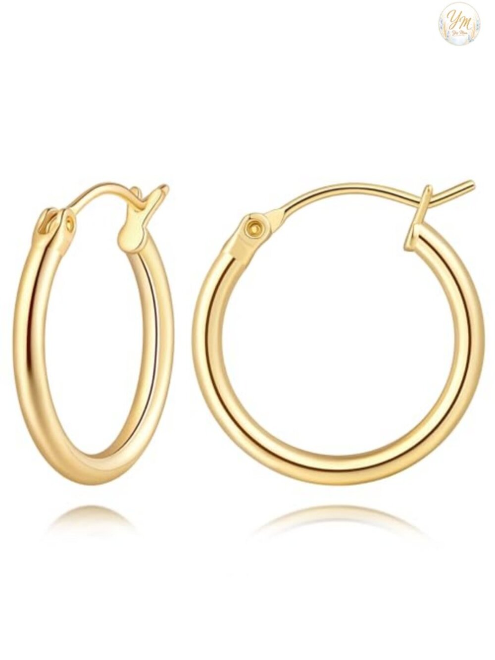 14K Gold Plated Small Hoop Earrings for Women, Hypoallergenic Lightweight